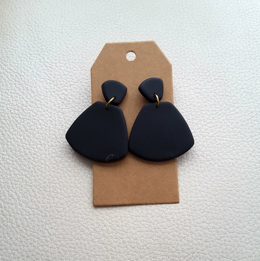 Polymer Clay Earrings, Black and Rust Red, Set of 2 Pairs - Picture 4 of 5